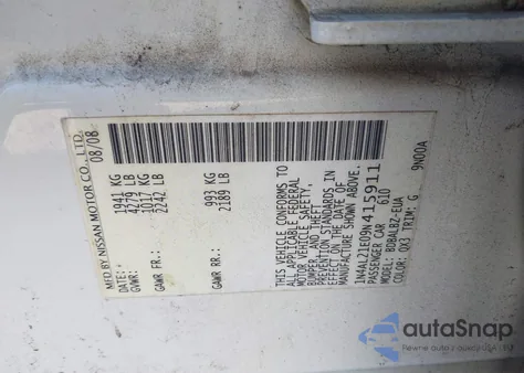 2009 Nissan Altima 2.5 S из США, поврежденный, VIN 1N4AL21E09N415911